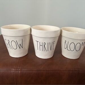 3 Rae Dunn Planters Bloom Thrive Grow